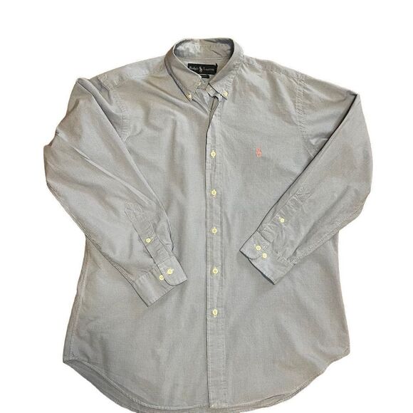 Ralph Lauren Blue and White Check Button Up Shirt. Sz. 16 32/33. Good Condition - Picture 1 of 8